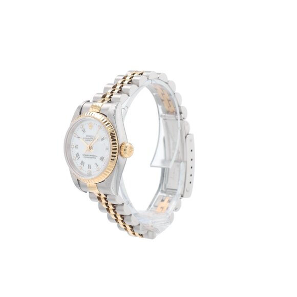 Rolex Ladies Datejust 26mm Two Tone Champagne Roman Diamond Fluted Jubilee 79173